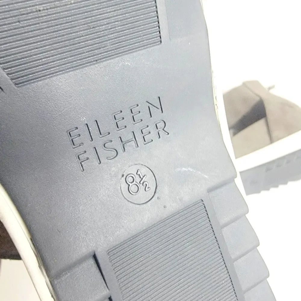 EILEEN FISHER Suede Perforated Sport Platform Sandal In Platinum Gray Size 8.5
